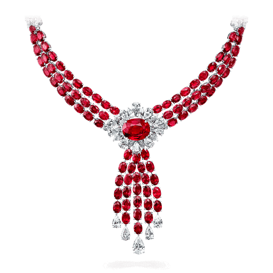 Collar de rubíes naturales