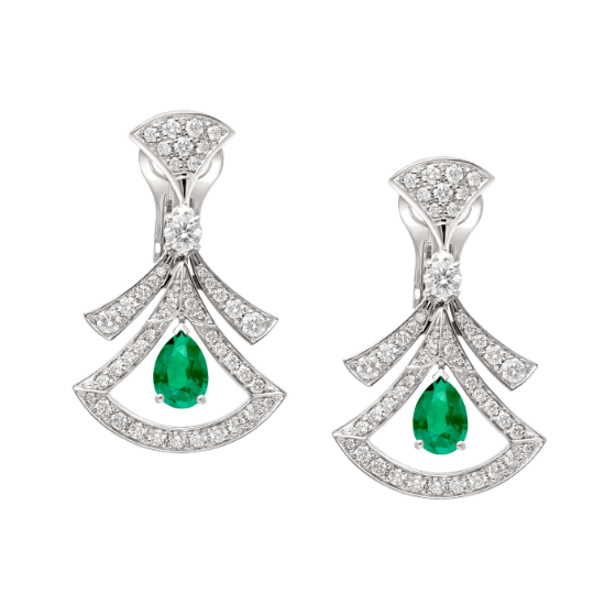 Pendientes de esmeralda y brillantes
