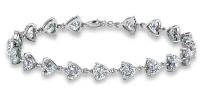 Pulsera de diamantes en talla corazón