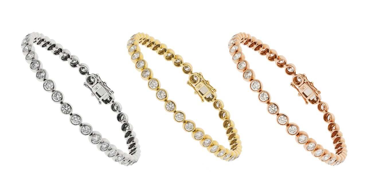 Pulseras de oro blanco, amarillo, rosa